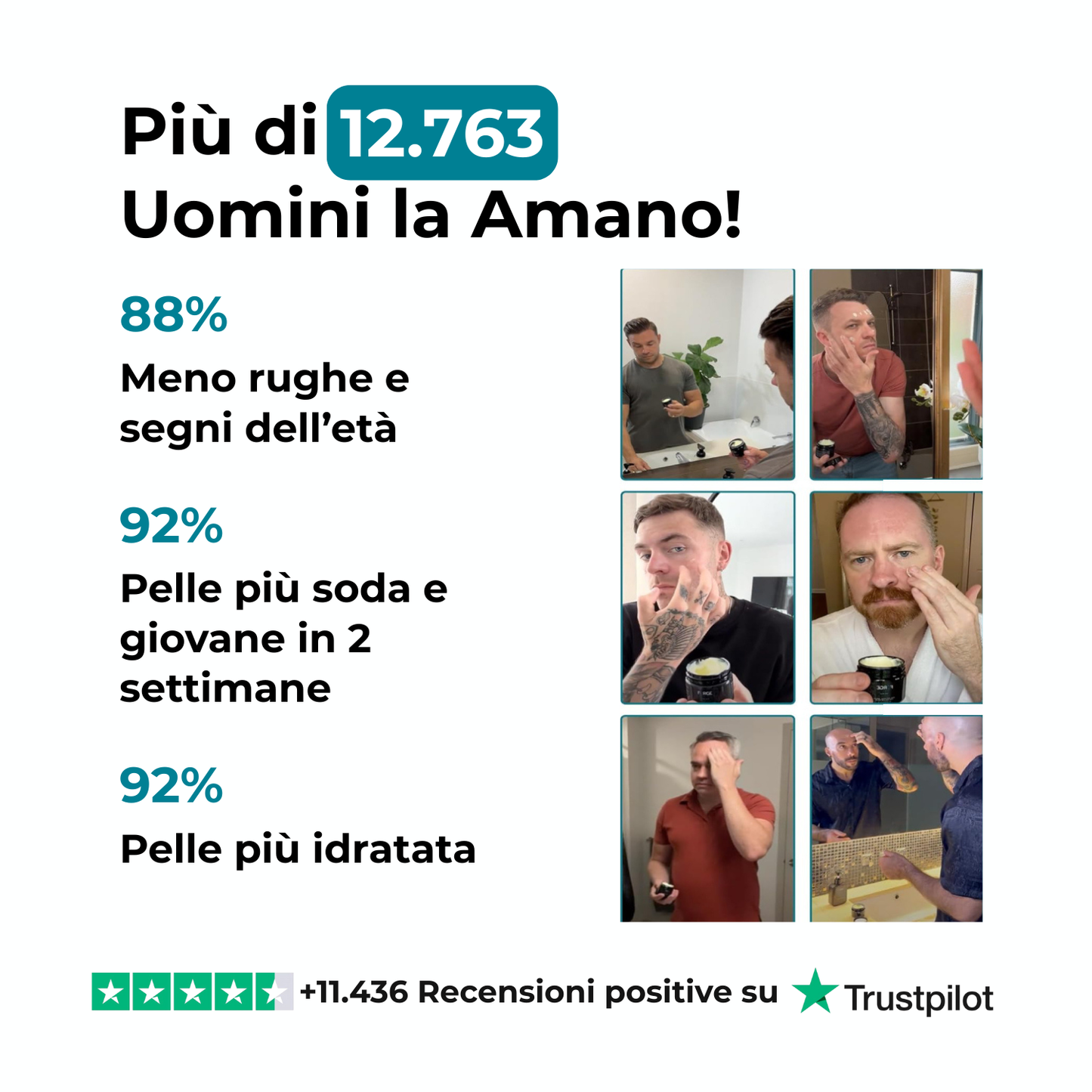 Pelle visibilmente più liscia e giovane in 14 giorni o ti rimborsiamo.