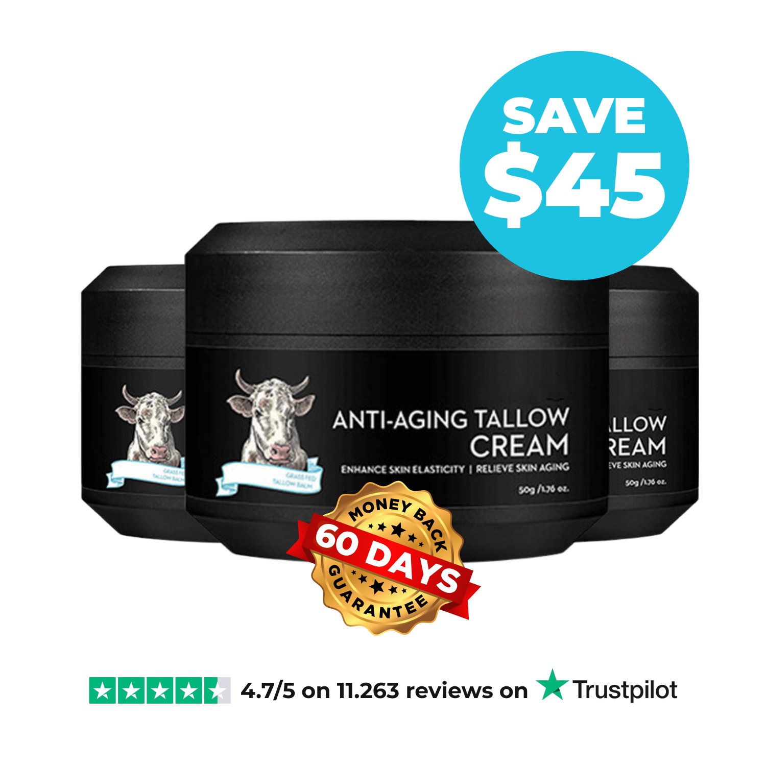 Tallo Aging Defense Tallow Balm - 3 Months Supply